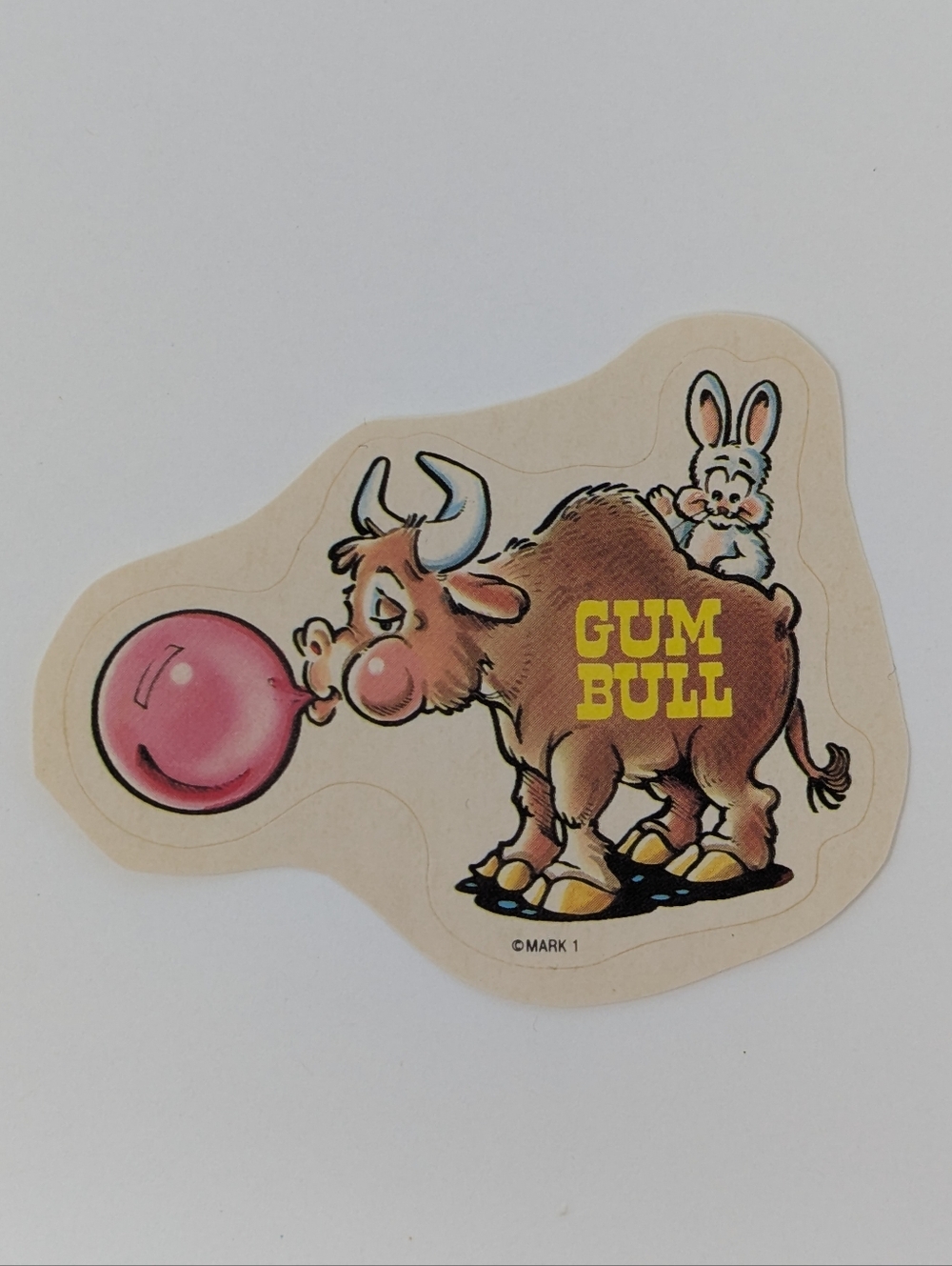 Vintage Sticker Scratch and Sniff Bubble Gum Celebrity Mark 1983 Bull